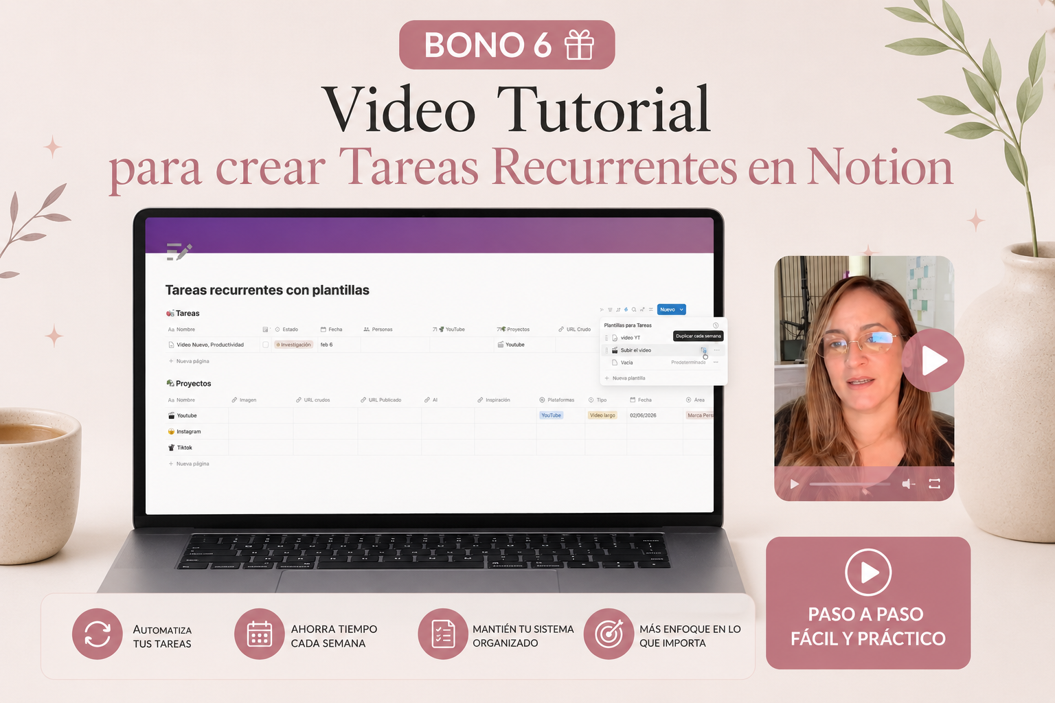 Video Tutorial Tareas Recurrentes en Notion · Bono incluido en Ágora™